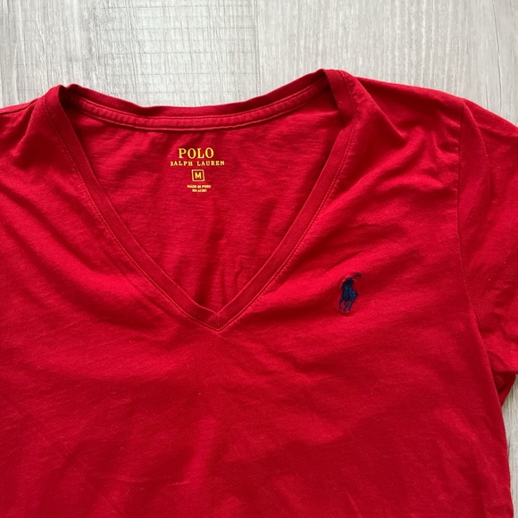 Red Polo Ralph Lauren Women’s V Neck Shirt - Picture 3 of 3